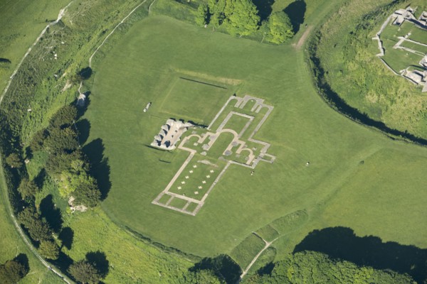 Remains of cathedral at Old Sarum, near Salisbury, Wiltshire, 2017. Creator: Damian Grady.