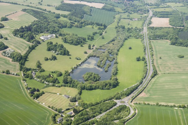 The lake and landscape park at Shardeloes, Amersham, Buckinghamshire, 2018. Creator: Historic England.