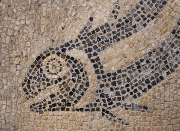 Mosaic, Great Witcombe Roman Villa, Gloucestershire, 2018. Creator: James O Davies.