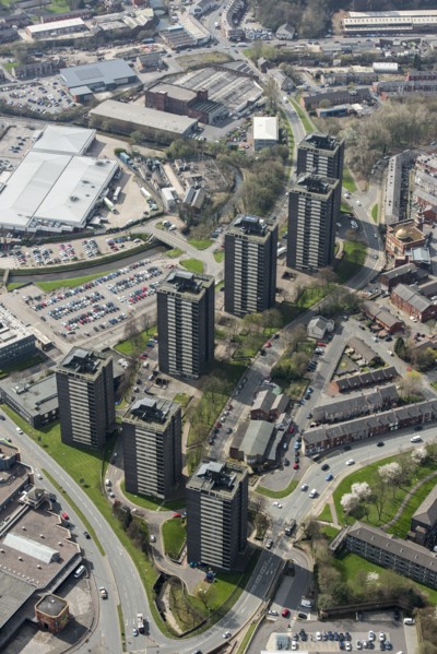The Seven Sisters tower blocks, College Bank, Rochdale, 2019. Creator: Historic England.