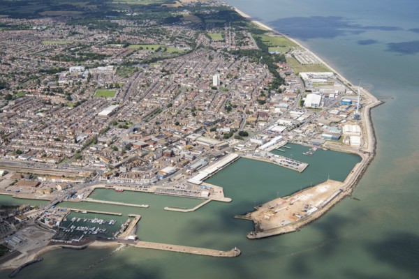Hamilton Dock, Waveney Dock and the outer harbour at Lowestoft, Suffolk, 2019. Creator: Historic England.