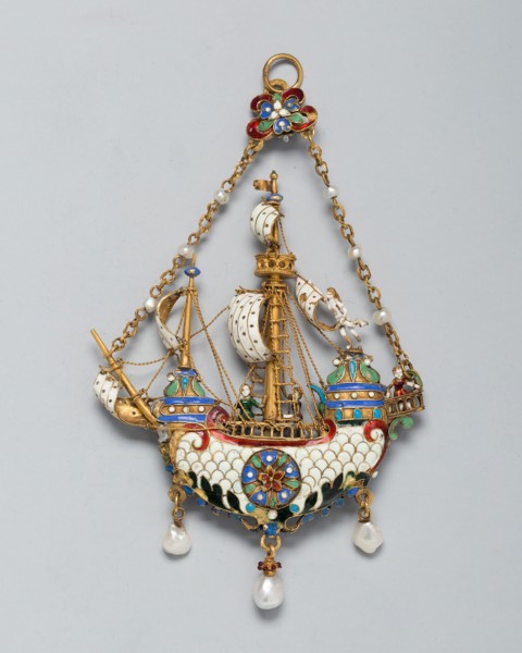 Pendant Shaped as a Ship, Germany, c. 1870/90.