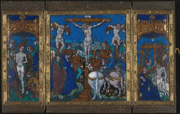 Triptych with The Crucifixion, The Flagellation, and The Entombment, Limoges, c. 1500.