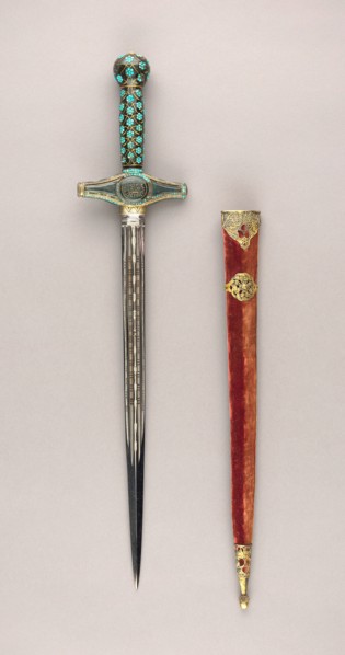 Composite Dagger, Turkey, Grip (formally a mirror handle): Turkish, 16th century Crossguard: Turkish, 19th century Blade: European, probablly Spanish, late 16th-early 17th century.