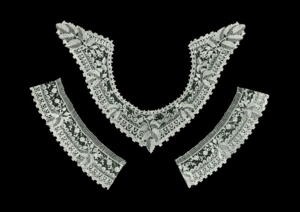 Handkerchief, Fragment of a Border, Collar, Two Cuffs, Belgium, 1880/90s.