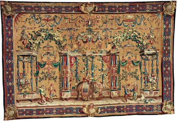 The Elephant, from The Berain Grotesques Series, France, c. 1688/1732. Woven at the Manufacture Royale de Beauvais under the direction of the Behagle family, the Filleul brothers, or Noël-Antoine Méro...