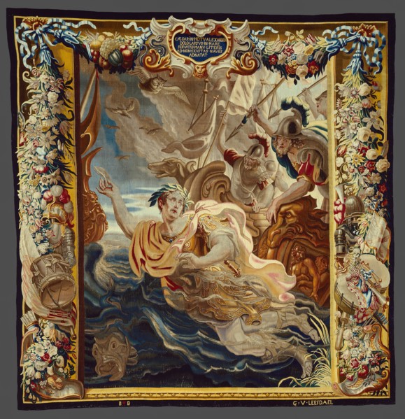 Caesar Throws Himself into the Sea, from 'The Story of Caesar and Cleopatra', Flanders, c. 1680. Woven at the workshop of Willem van Leefdael, after a design by Justus van Egmont.
