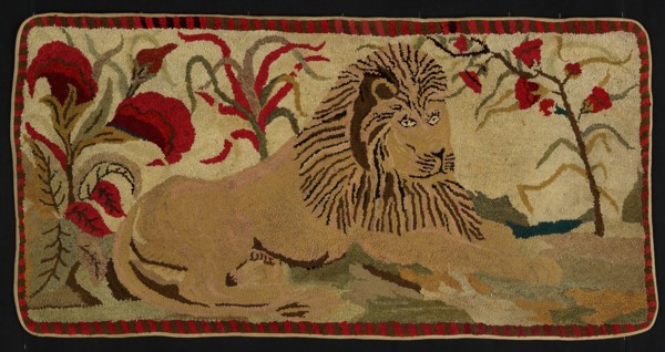 Lion with Palms (Rug), Ohio, 1890/1900. After a pattern designed by Ebenezer Ross.