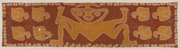 Panel, Peru, 1000/1476. Human-like figure and birds.