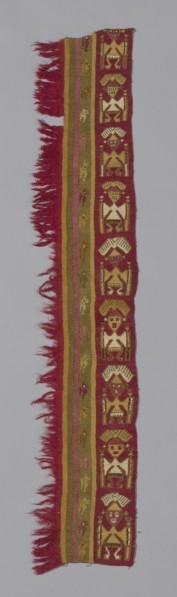 Fragment (Loincloth), Peru, A.D. 1250/1470. Human figure with headdress motif.