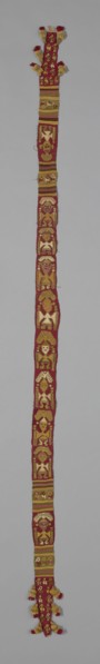 Band, Peru, A.D. 1250/1470. Human figure with headdress motif.