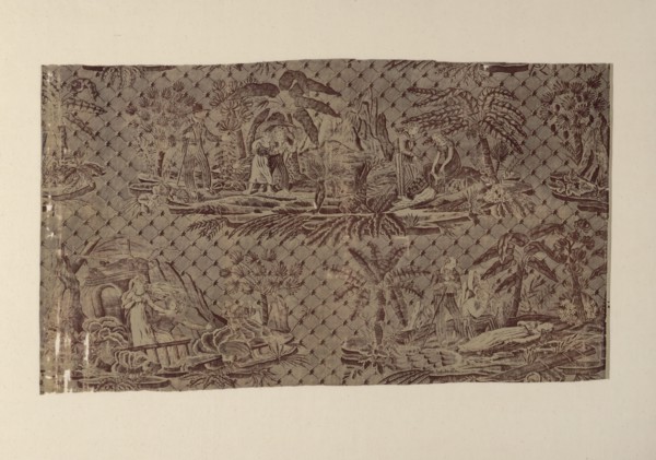 'Paul and Virginie', Furnishing Fabric, France, after 1818. Manufactured by Hartmann et Fils, designed by Cornelis after Jean Michel Moreau the Younger, based on the story by Bernardin de Saint-Pierre...