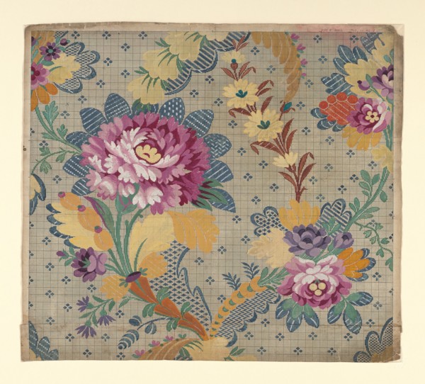 Mise-en-carte (Point-paper), France, 1785. Preparatory technical drawing for a patterned silk, instructions for the weaver. Designed by Germain Frères.