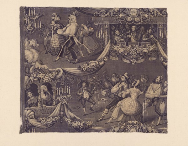 Le Bal (The Costume Ball) (Furnishing Fabric), France, 1827/40. Designed by George Zipelius after Sulpice Guillaume Chevallier.