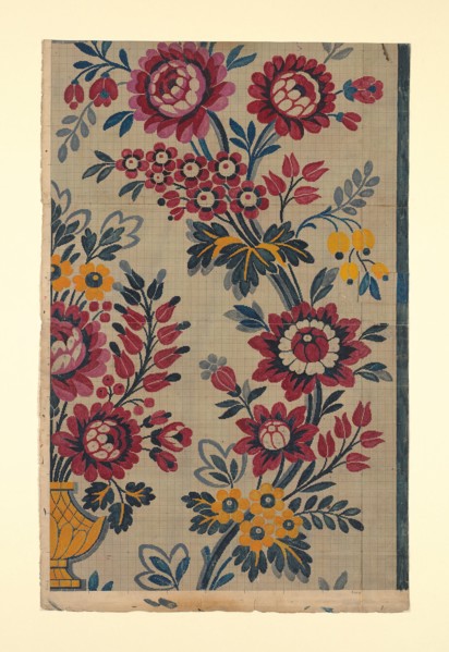 Mise-en-carte (Point-paper), France, After 1780. Preparatory technical drawing for a patterned silk, instructions for the weaver. Designed by Germain Frères.