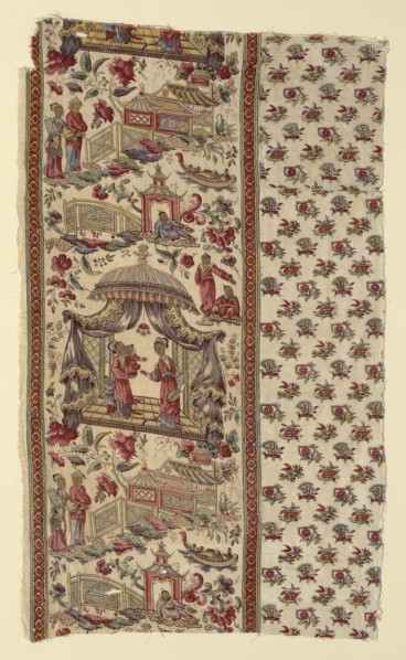 Fragment (Furnishing Fabric), England, c. 1806. Chinese-inspired design by J.J. Pearman, manufactured by Bannister Hall Print Works.
