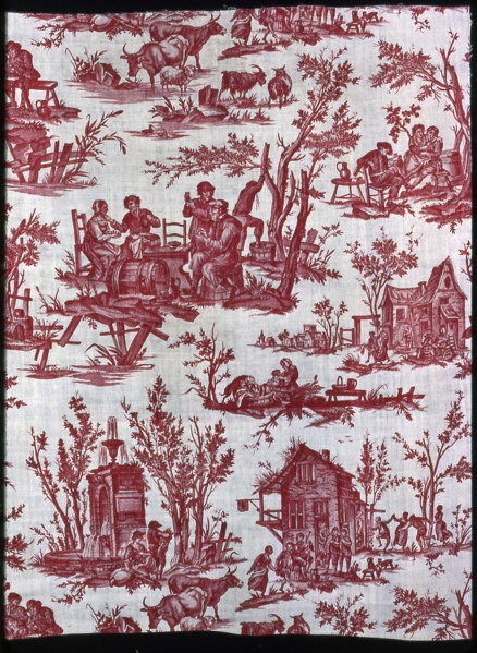 Scènes Flamandes (Furnishing Fabric), France, 1775. Flemish scenes, designed by Jean Baptiste Huet after Cornelis Pietersz. Bega, manufactured by Christophe Phillipe Oberkampf.