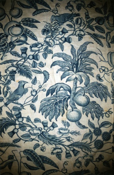 Panel (Furnishing Fabric), Middlesex, c. 1780. Floral print with birds and fruit, designed by Ollive and Talwin, manufactured at Bromley Hall.