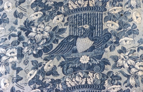 Panel (Furnishing Fabric), England, 1830/40. Floral print with American eagle and shield.