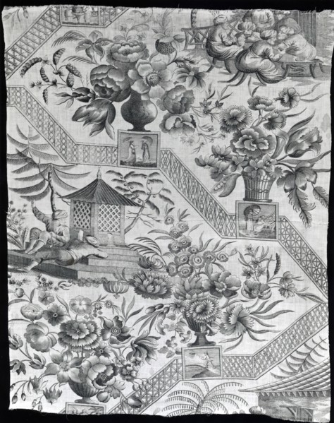 Panel (Furnishing Fabric), England, Late 18th early 19th century. Floral print with Chinese/Indian-inspired motifs.