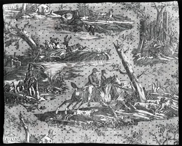 La Route de Jouy (The Road to Jouy) (Furnishing Fabric), Nantes, c. 1820. Engraved by Delmes after Carle Vernet and Horace Vernet, manufactured by Favre-Petitpierre et Cie.