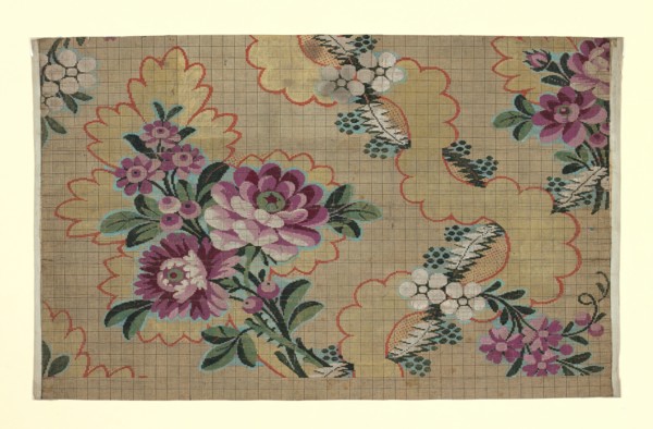 Mise-en-carte (Point-paper), France, 1760/90. Preparatory technical drawing for a patterned silk, instructions for the weaver.