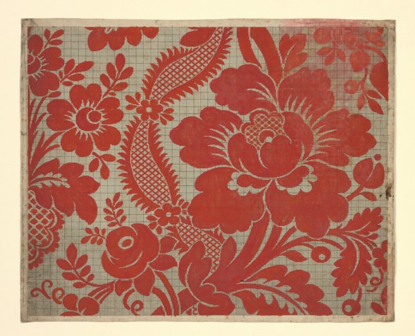 Mise-en-carte (Point-paper), France, 1760/90. Preparatory technical drawing for a patterned silk, instructions for the weaver.