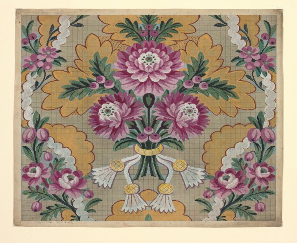 Mise-en-carte (Point-paper), France, 1760/90. Preparatory technical drawing for a patterned silk, instructions for the weaver.