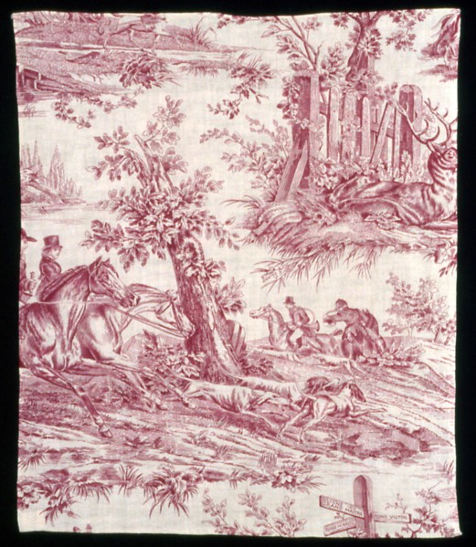 La Route de Jouy (The Road to Jouy) (Furnishing Fabric), France, 1825/35. Designed by Horace Vernet and Carle Vernet, manufactured by Oberkampf Manufactory.