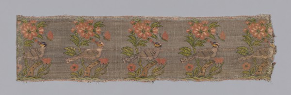 Dress or Furnishing Fabric, Iran, late 17th century. Floral pattern with birds.