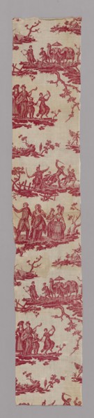La Caravane du Caire (The Caravan from Cairo) (Furnishing Fabric), France, 1785/89. Vignettes possibly depicting the white slave trade. Manufactured by Petitpierre et Cie.