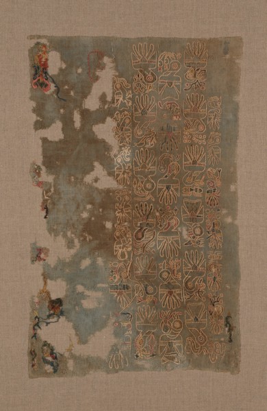 Sampler, Peru, A.D. 1/200. Birds carrying crustaceans, fish, insects, snakes, spiders, and worms.