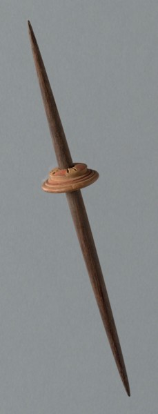 Wooden Spindle with Ceramic Whorl, Peru, 1000/1476.