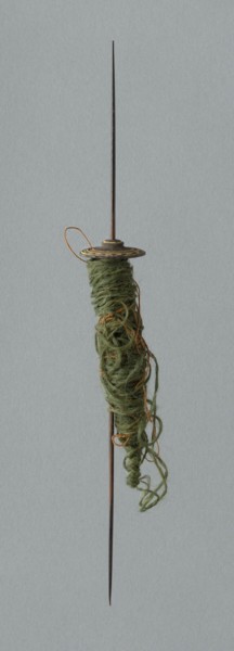 Wooden Spindle with Ceramic Whorls, Peru, 1000/1476.