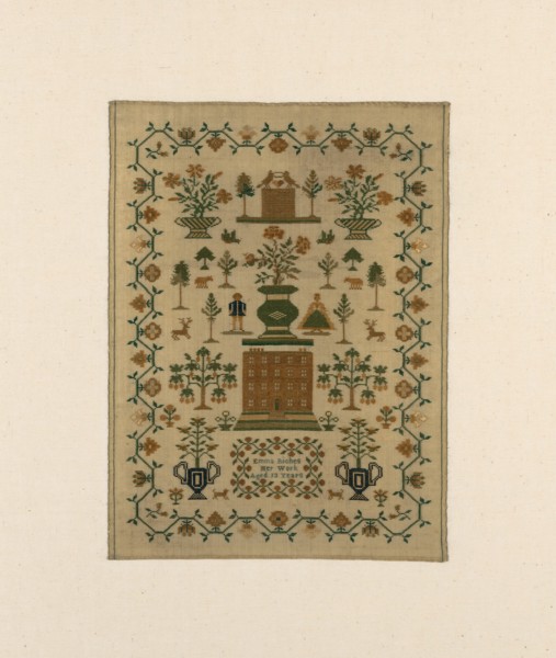 Sampler, United States, 1800/25. 'Emma Riches Her Work Aged 13 Years'.