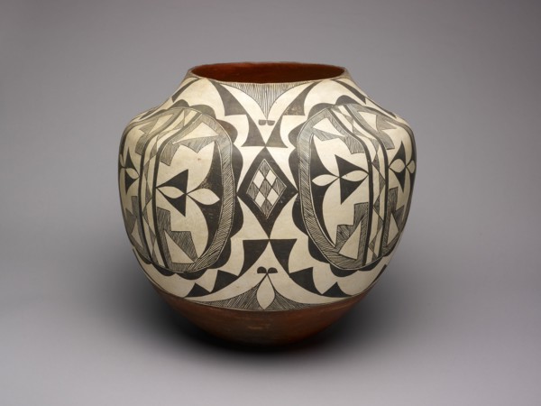 Black-and-White Storage Jar with Abstract Geometric Motifs, 1890s.
