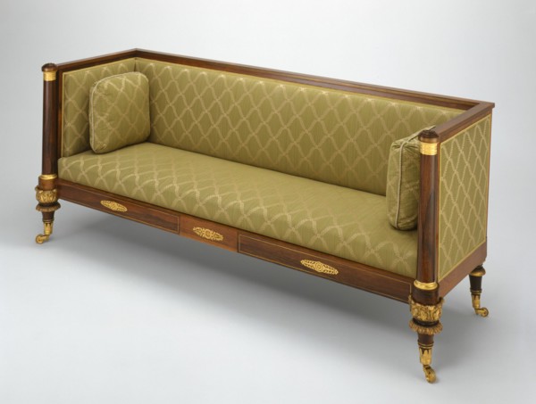 Box Sofa, c. 1820. Gilded wood, with ormolu mounts and brass inlay. Attributed to Duncan Phyfe.