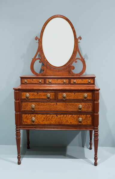 Chest of Drawers with Dressing Glass, c. 1815. Attributed to the workshop of Thomas Seymour, Boston.