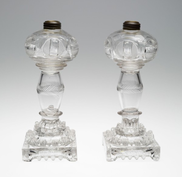 Pair of Lamps, 1835/40. Attributed to Union Flint Glass Works.
