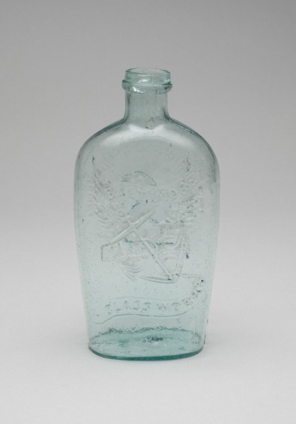 Flask, c. 1850. Maker's name and image of anchor.