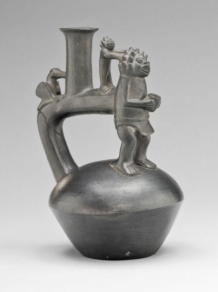 Vessel Depicting a Standing Figure with an Attendant, A.D. 1200/1450.