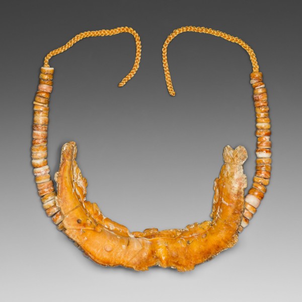 Necklace with a Pendant Depicting a Large Fish Eating a Smaller Fish, 200 B.C./A.D. 200.