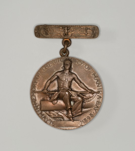 Dewey medal, c. 1898. 'In Memory of the Victory of Manila Bay, May 1 1898'. The Battle of Manila Bay took place during the Spanish-American War, and was fought between the American Asiatic Squadron un...