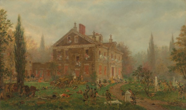 The Attack on Chew's House during the Battle of Germantown, 1777, 1878. Scene from the American Revolutionary War: battle at Germantown, Pennsylvania, between the British Army and the American Contine...
