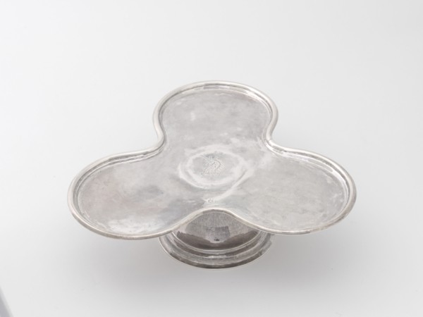 Salver, c. 1715. Rare three-lobed platter.