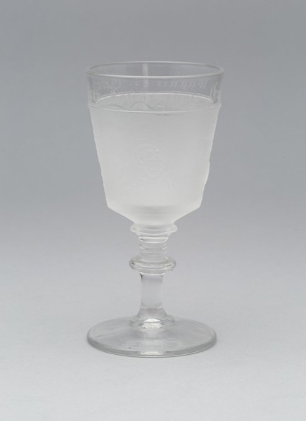 Westward Ho!/Pioneer pattern cordial glass, 1881.