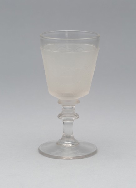Westward Ho!/Pioneer pattern cordial glass, c. 1876.