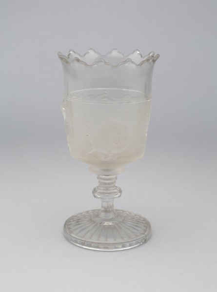 Westward Ho!/Pioneer pattern goblet on pedestal, c. 1876.