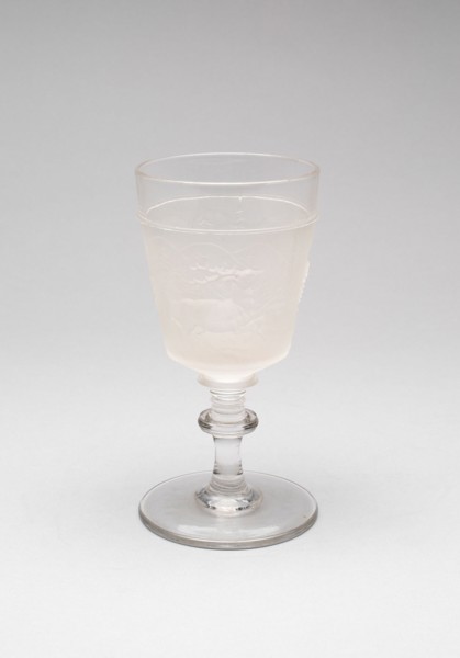 Westward Ho!/Pioneer pattern goblet (third of a set of four), c. 1876.