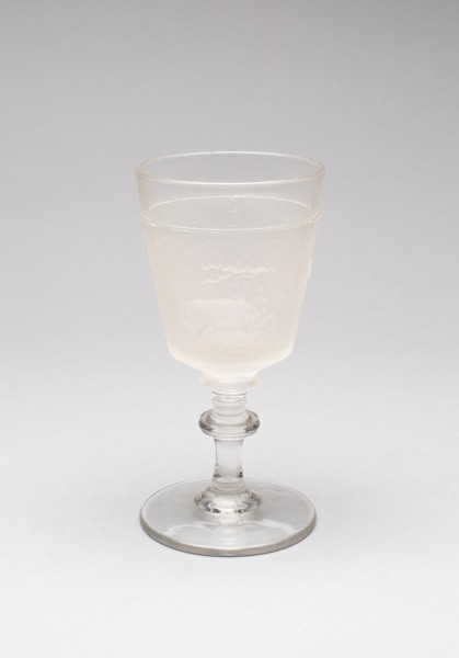 Westward Ho!/Pioneer pattern goblet (fourth of a set of four), c. 1876.